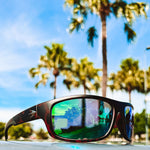 FLATHEAD Fishing Sunglasses - Rubber Demi Green Mirror